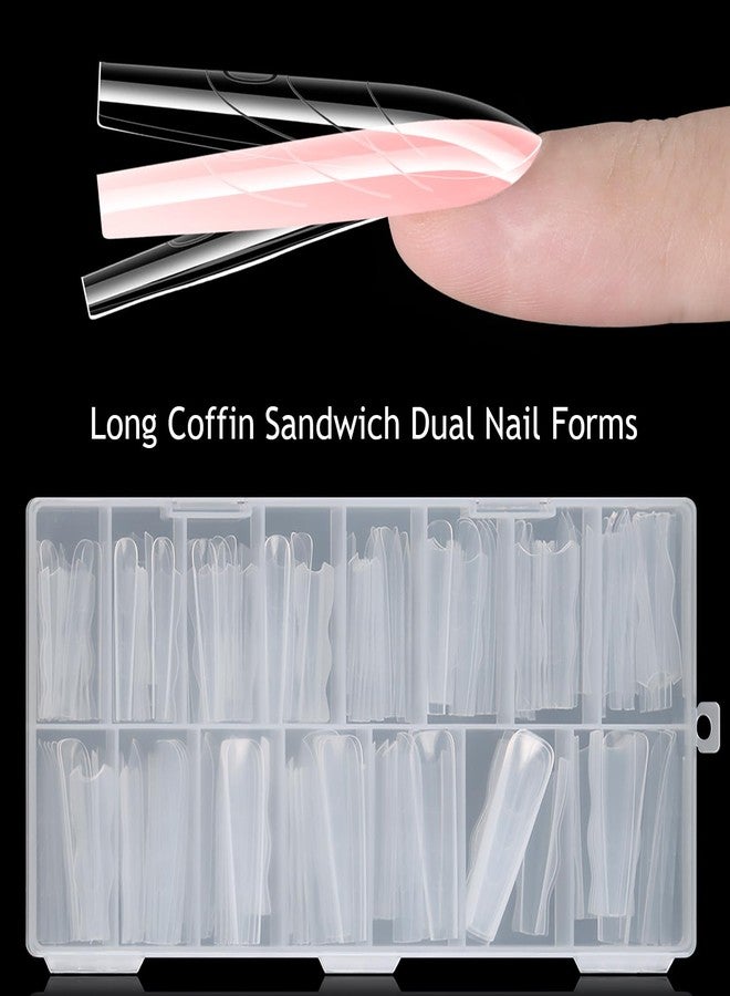 Furtherpretty Sandwich Dual Nail Forms, 15 Sizes Long Coffin Top and Bottom Dual Forms for Builder Gel, Reusable Acrylic Nail Extension Molds with Guide Lines, Professional Manicure Supplies (Coffin) - Image 2